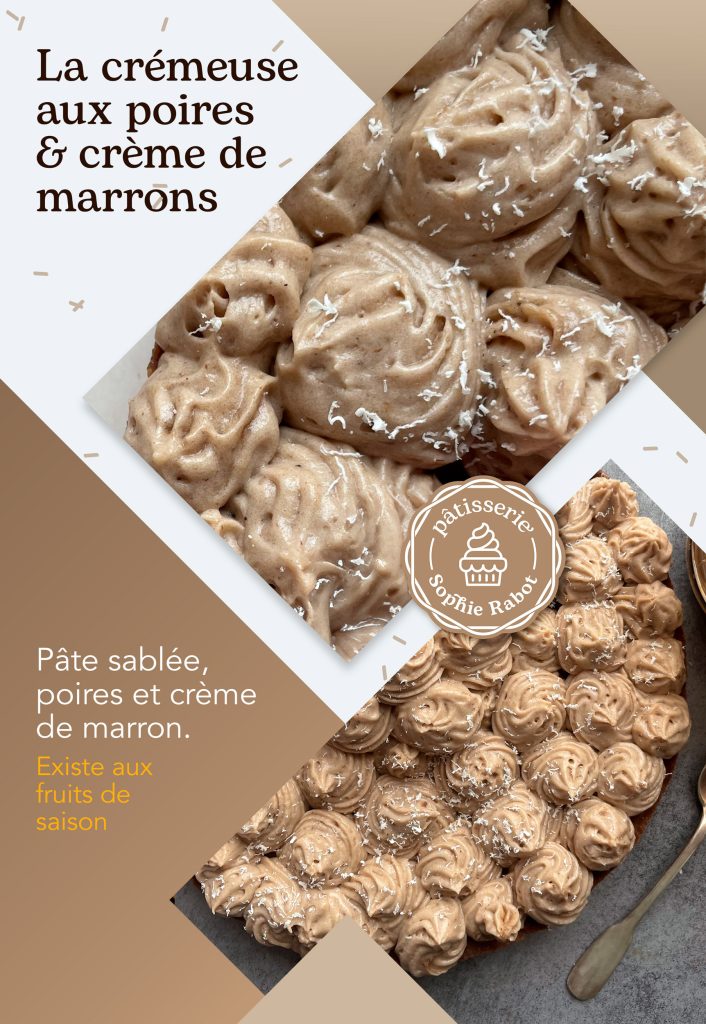 tarte crémeuse poires et crème de marron Sophie Rabot Pâtisserie